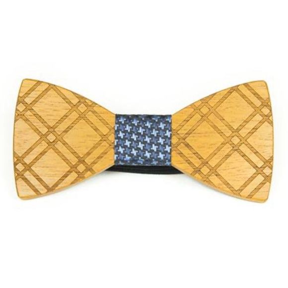 Gorgeous Wood Bowtie Modgoo Blue fathersday - Picture 2 of 6
